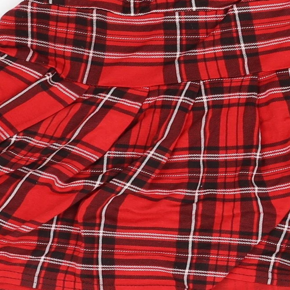I SAW IT FIRST Womens Red Check  Flare Skirt Size 8