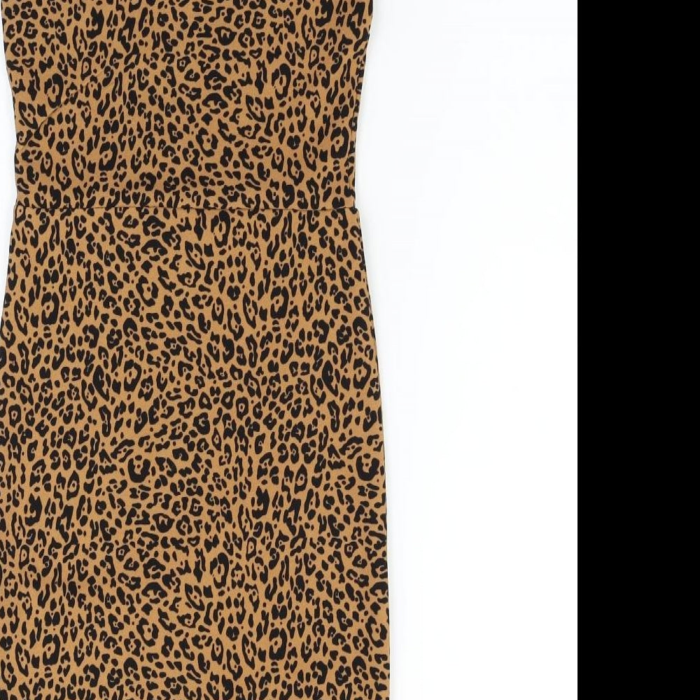 H&M Womens Beige Animal Print  Fit & Flare  Size XS