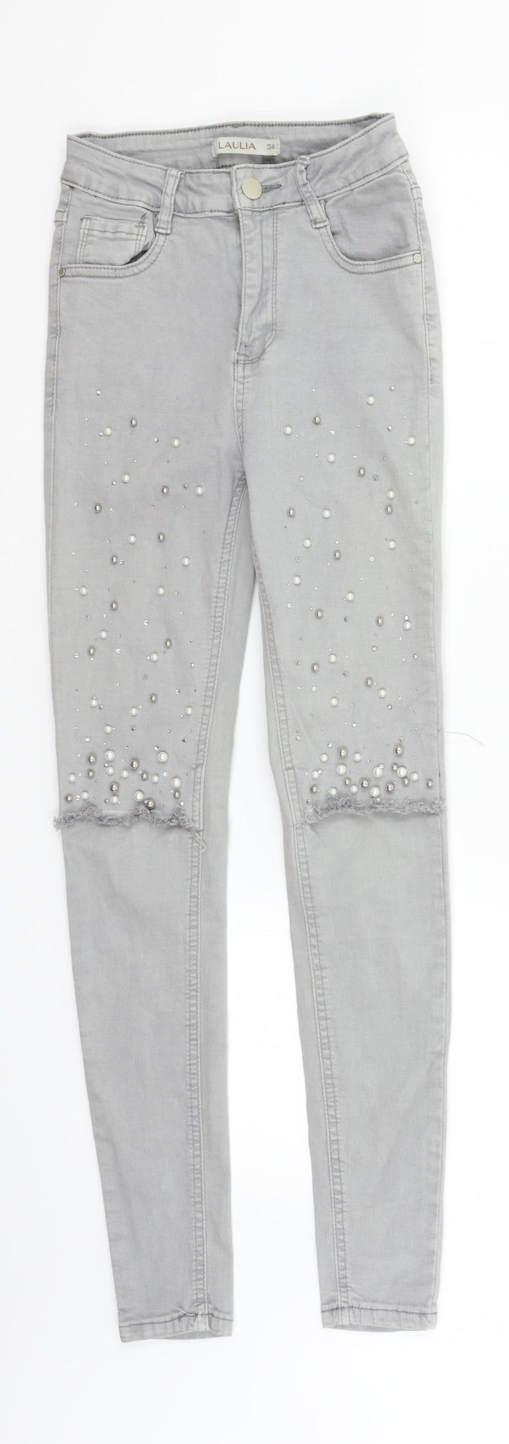 Laura Womens Grey   Straight Jeans Size 6 L28 in - perl detail