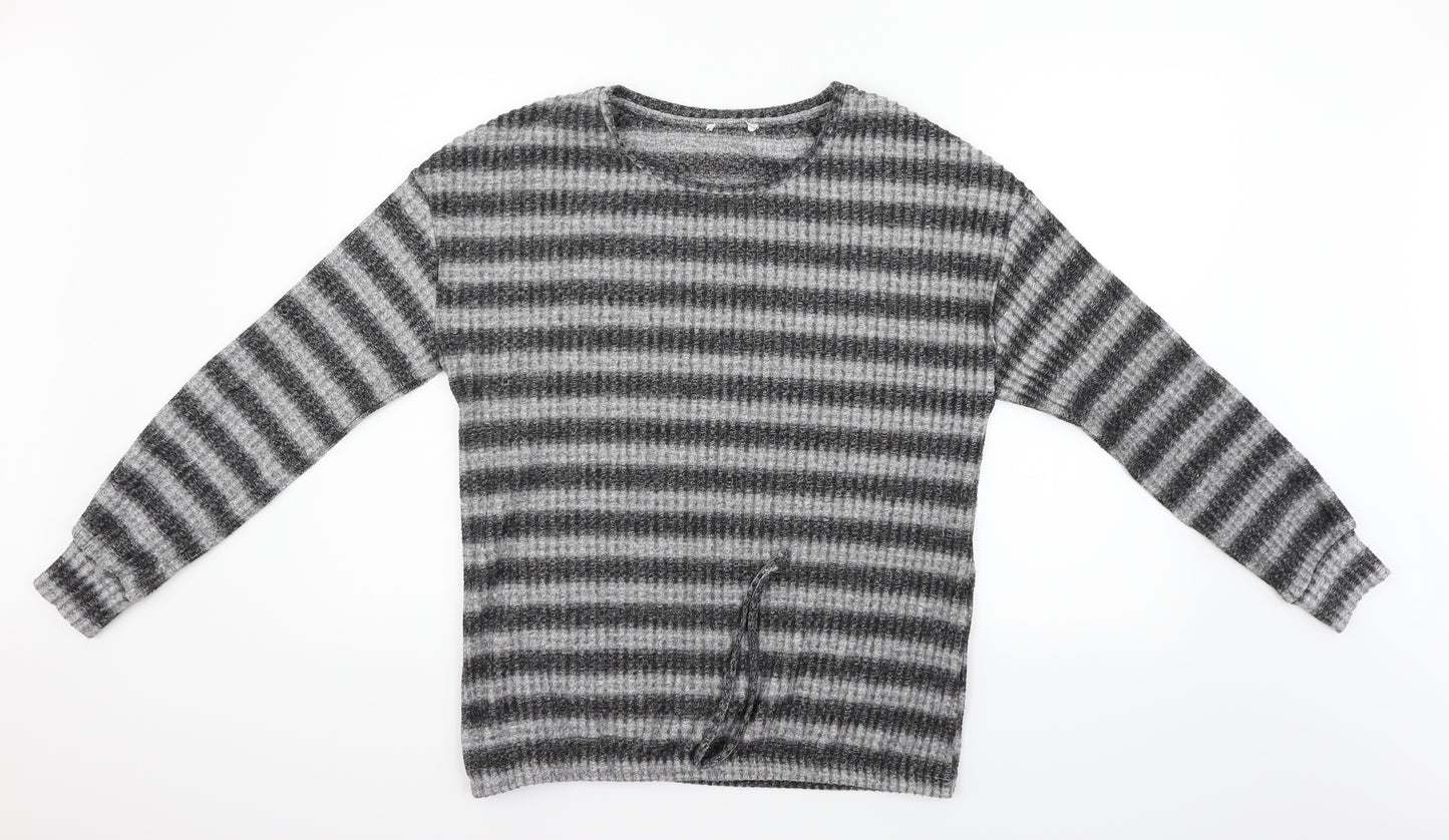 Matalan Womens Grey Striped  Pullover Jumper Size 14