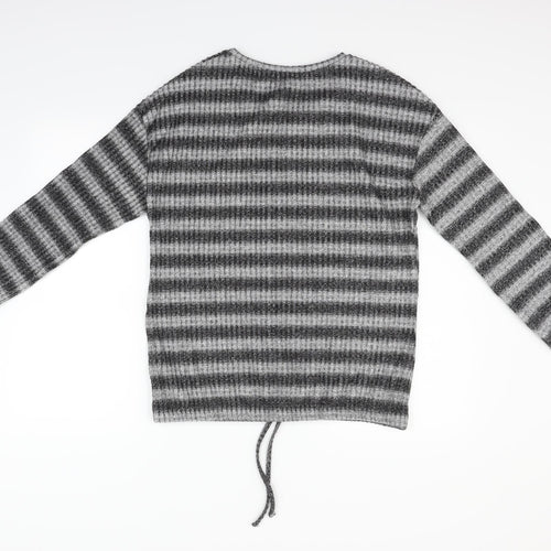 Matalan Womens Grey Striped  Pullover Jumper Size 14