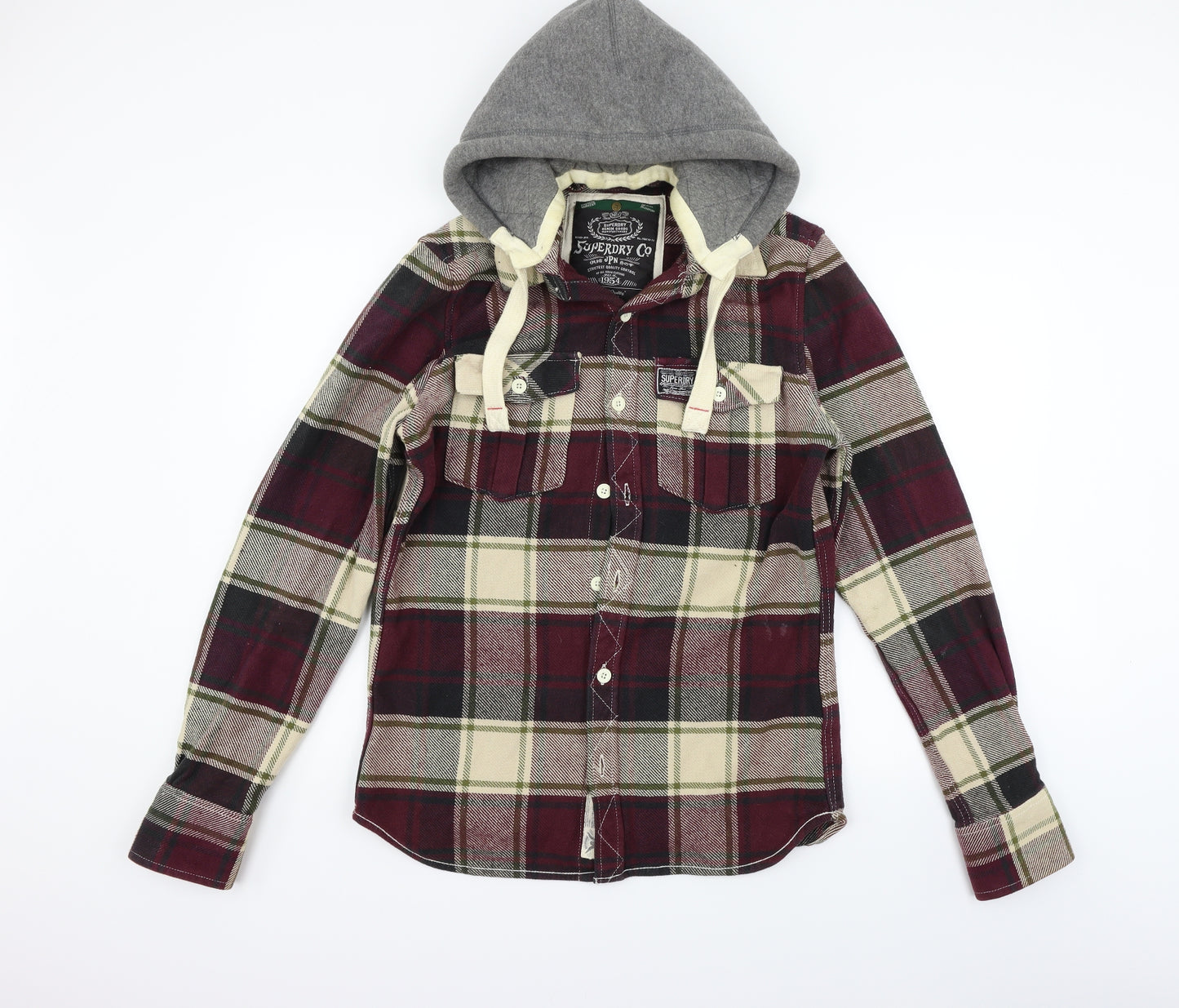 Superdry Womens Pink Check  Cardigan Jumper Size M