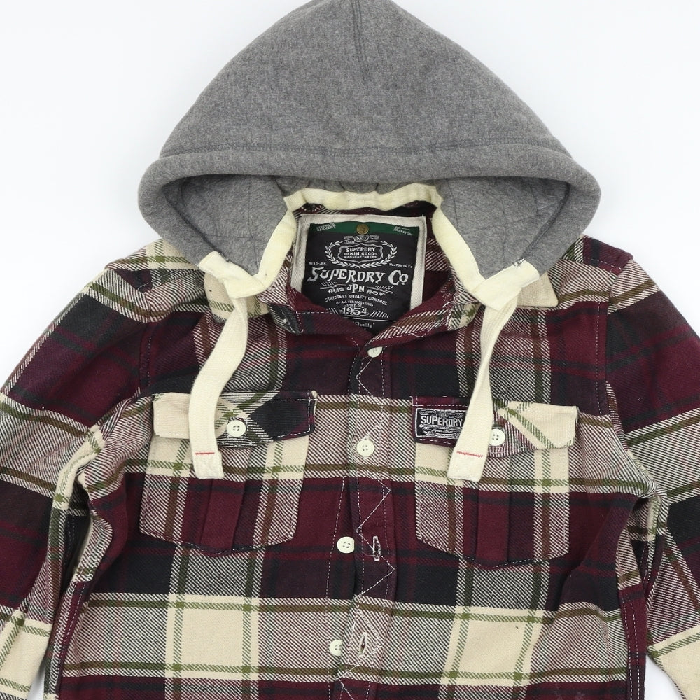 Superdry Womens Pink Check  Cardigan Jumper Size M