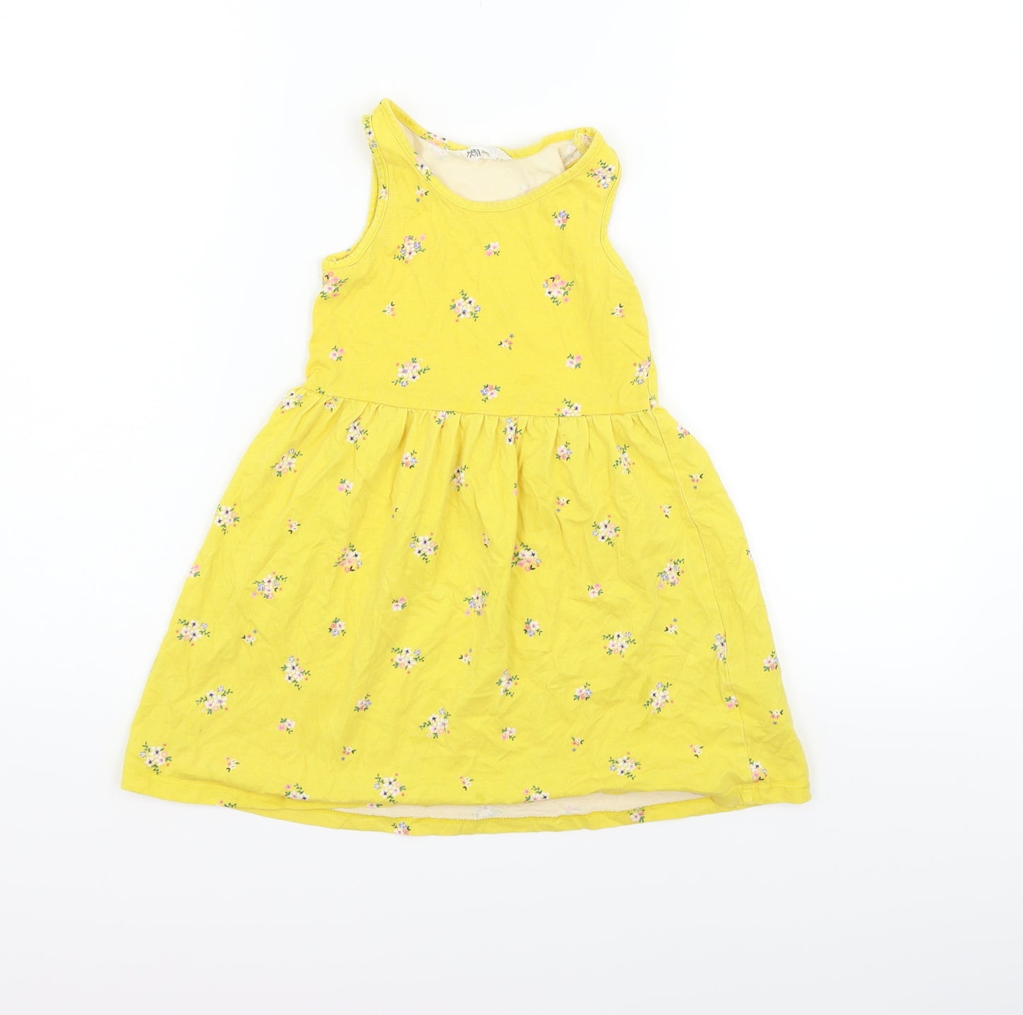 H&M Girls Yellow Floral  Fit & Flare  Size 5-6 Years
