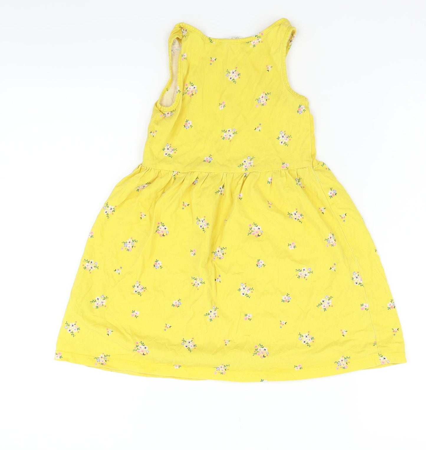 H&M Girls Yellow Floral  Fit & Flare  Size 5-6 Years