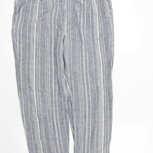 New Look Womens Blue Striped  Trousers  Size 10 L27 in
