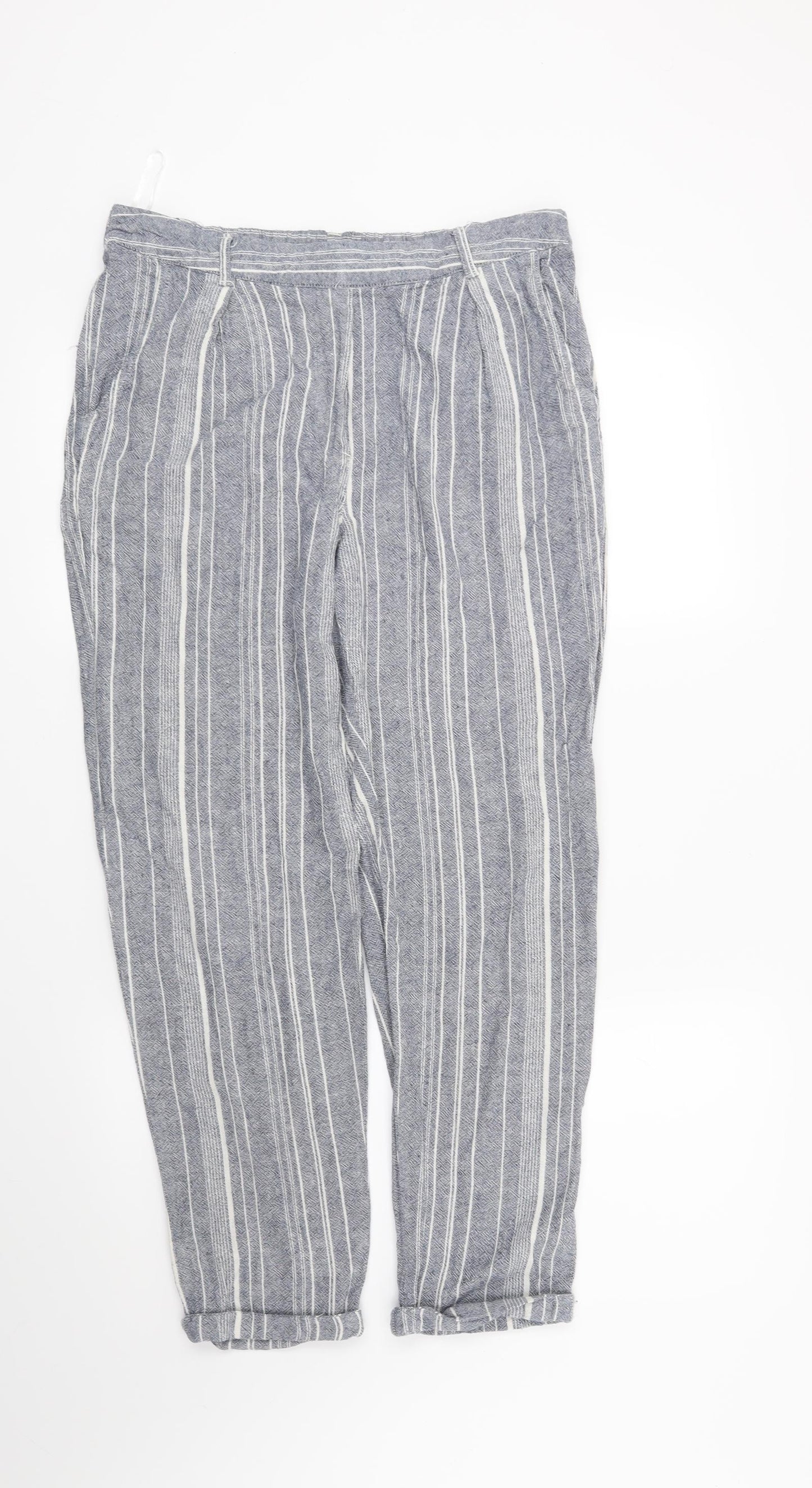 New Look Womens Blue Striped  Trousers  Size 10 L27 in
