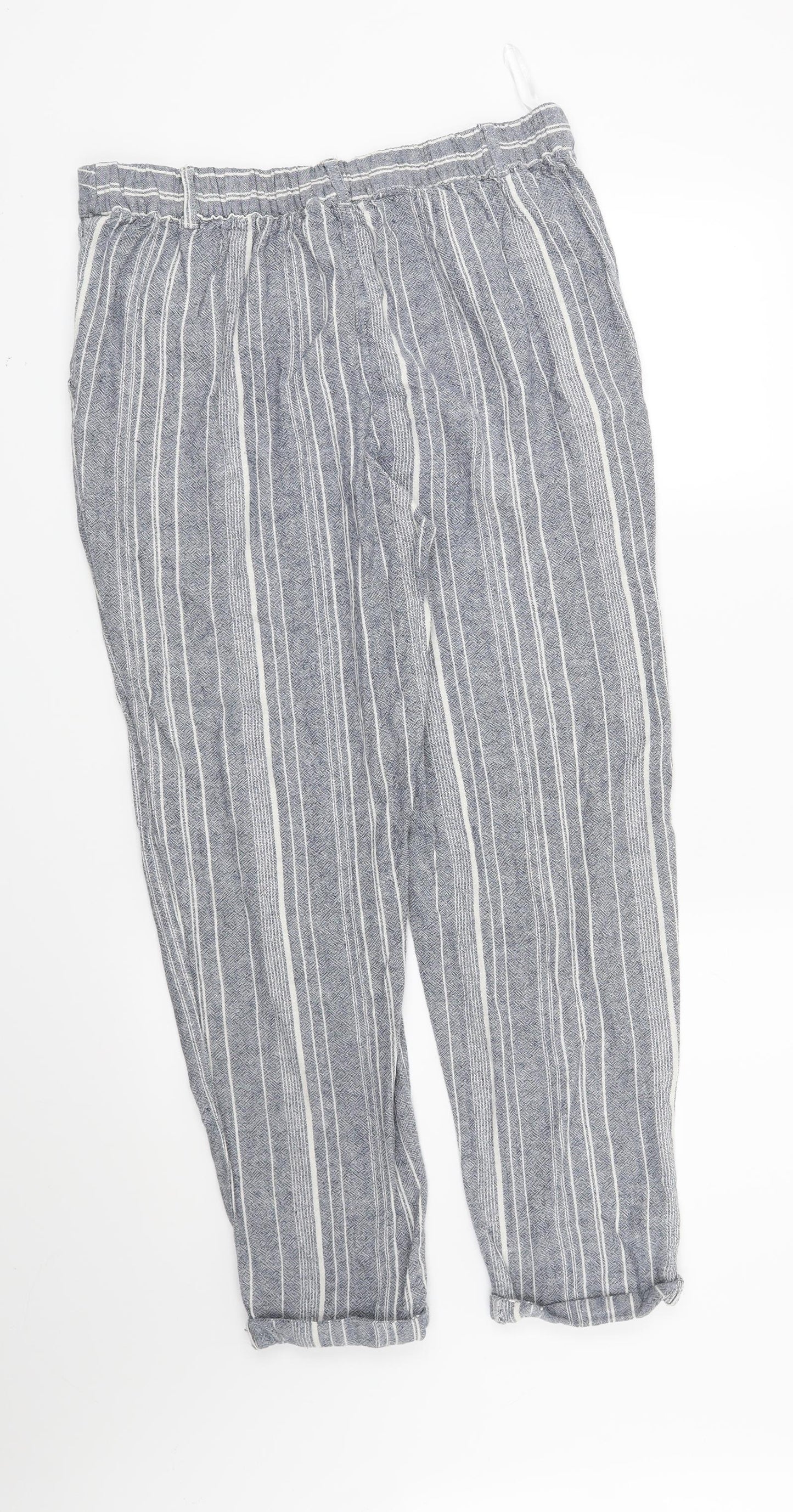 New Look Womens Blue Striped  Trousers  Size 10 L27 in