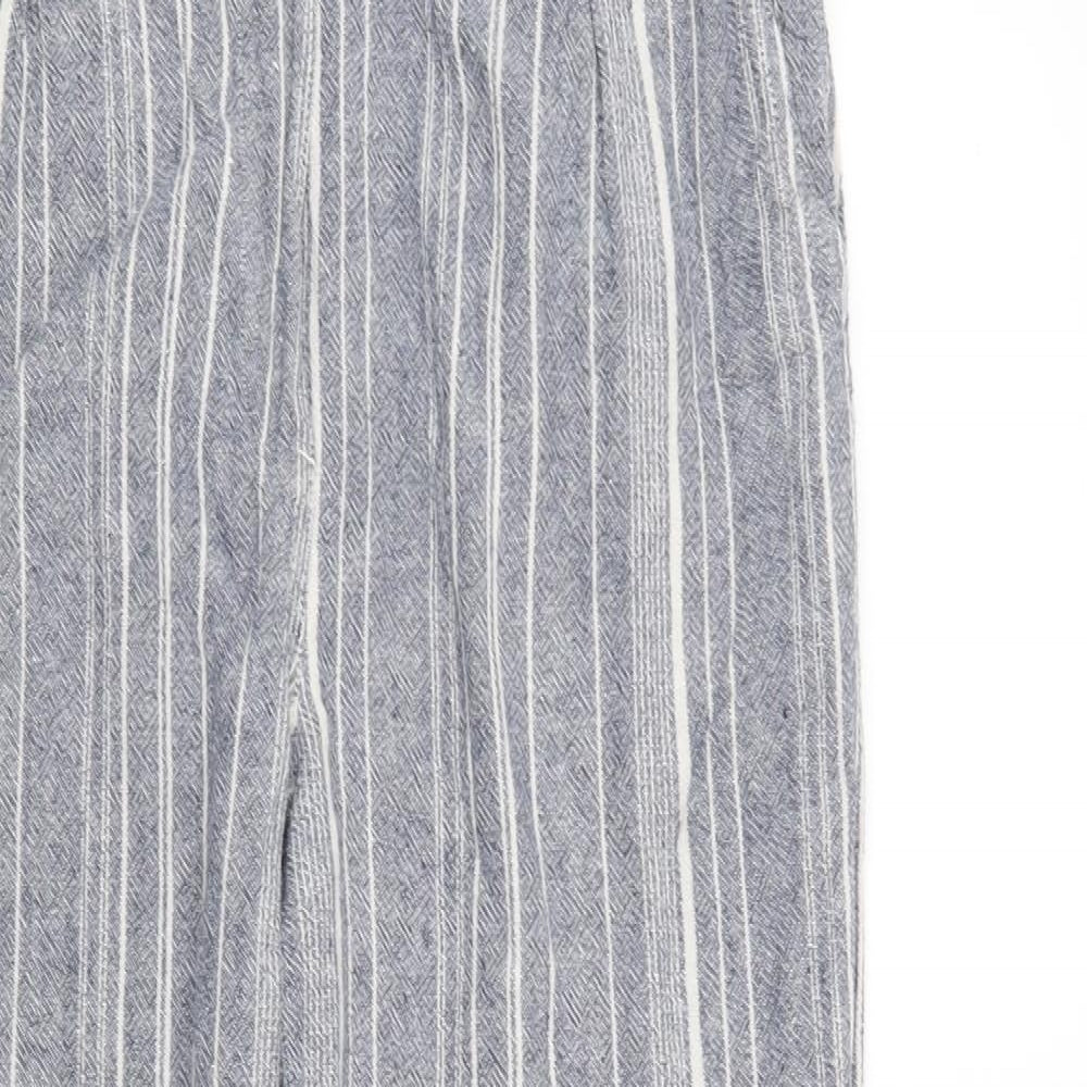 New Look Womens Blue Striped  Trousers  Size 10 L27 in