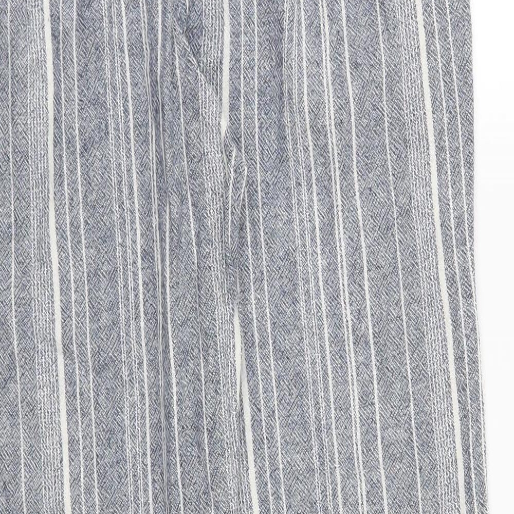 New Look Womens Blue Striped  Trousers  Size 10 L27 in