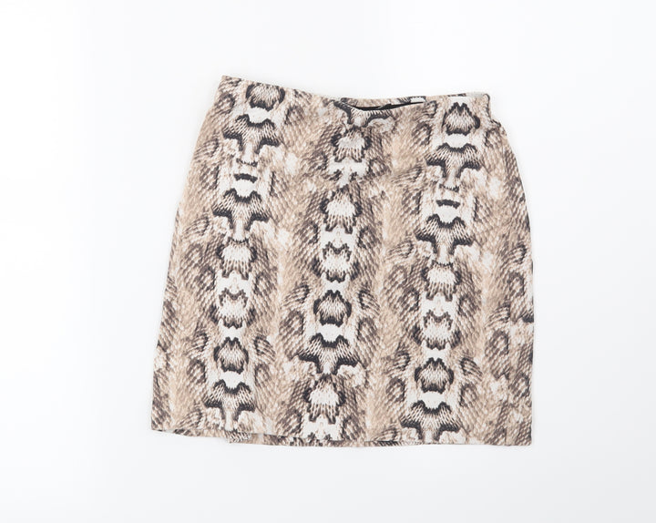 H&M Womens Beige Animal Print Mini Skirt Size XS