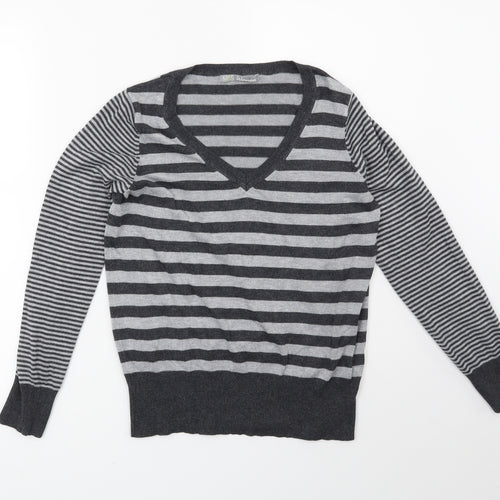 Marks and Spencer Womens Grey Striped  Pullover Jumper Size 12