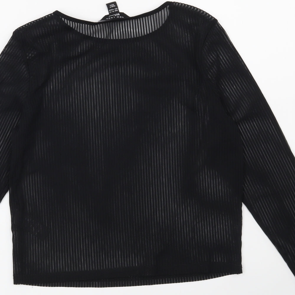 New Look Girls Black Striped  Basic Blouse Size 14-15 Years