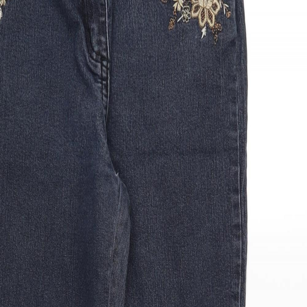 Bonmarché Womens Blue Floral  Straight Jeans Size 12 L27 in