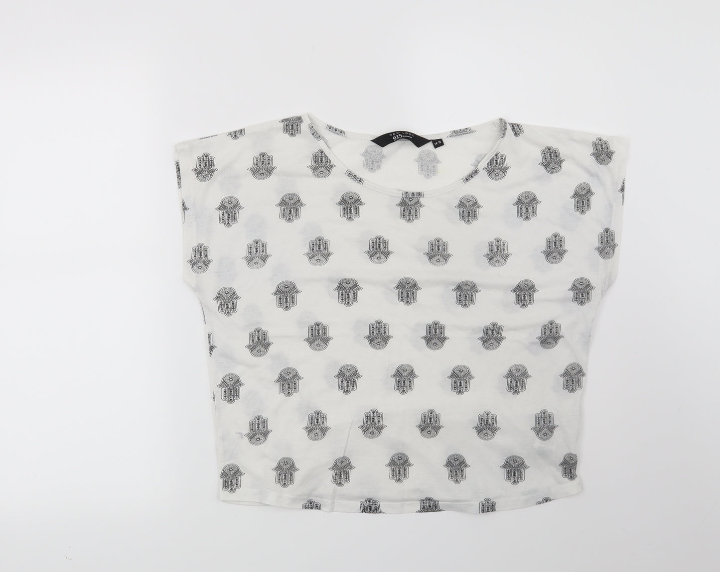 New Look Girls White Geometric  Basic T-Shirt Size 14-15 Years
