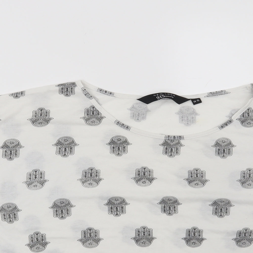 New Look Girls White Geometric  Basic T-Shirt Size 14-15 Years