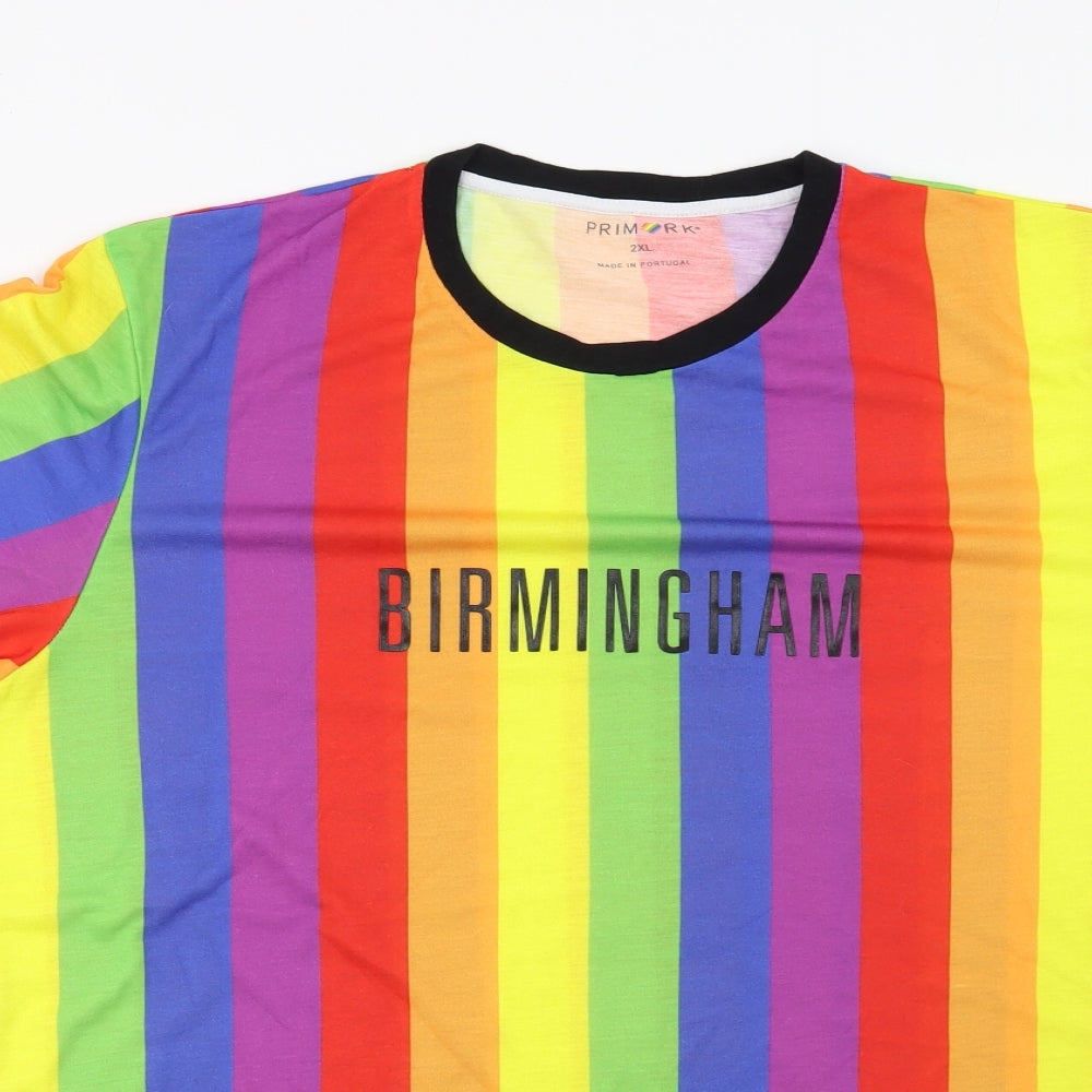 Primark Mens Red Striped   T-Shirt Size 2XL  - Birmingham