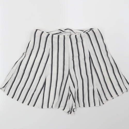 Miss Selfridge Womens White Striped  Hot Pants Shorts Size 6