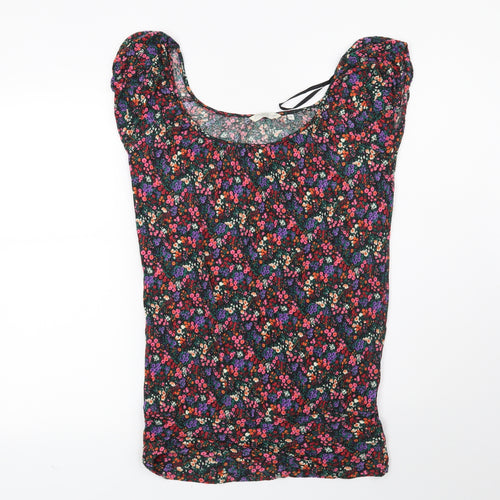 New Look Womens Black Floral  Basic Blouse Size 10