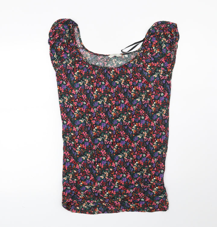 New Look Womens Black Floral Basic Blouse Size 10