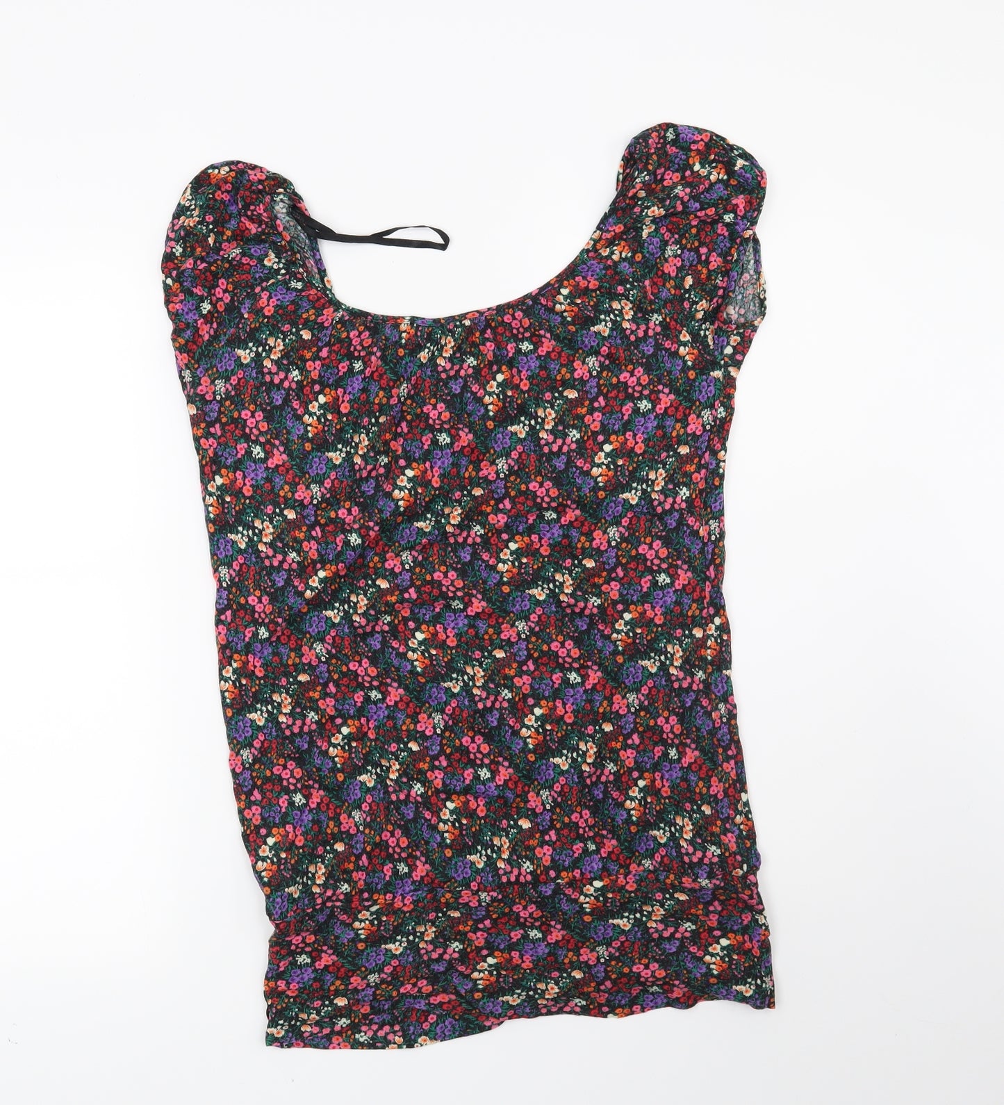 New Look Womens Black Floral  Basic Blouse Size 10
