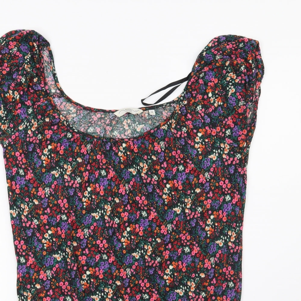 New Look Womens Black Floral  Basic Blouse Size 10
