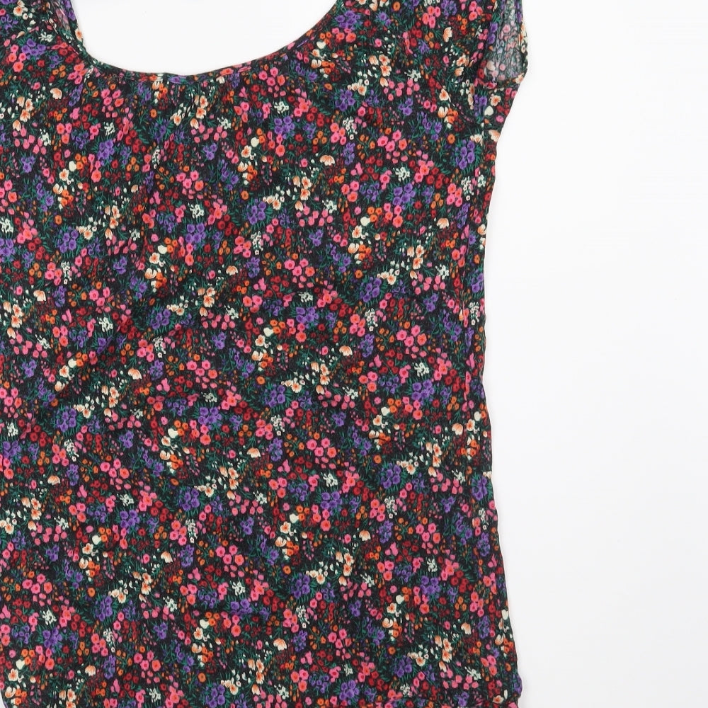 New Look Womens Black Floral  Basic Blouse Size 10