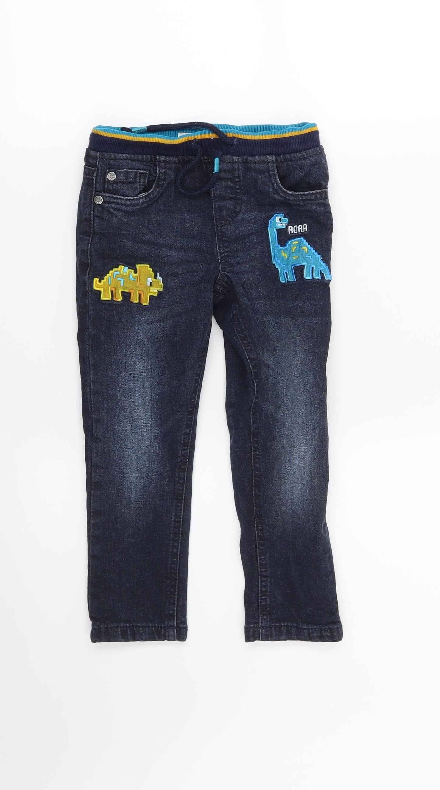 Blue Zoo Boys Blue   Straight Jeans Size 2-3 Years - Dinosaur