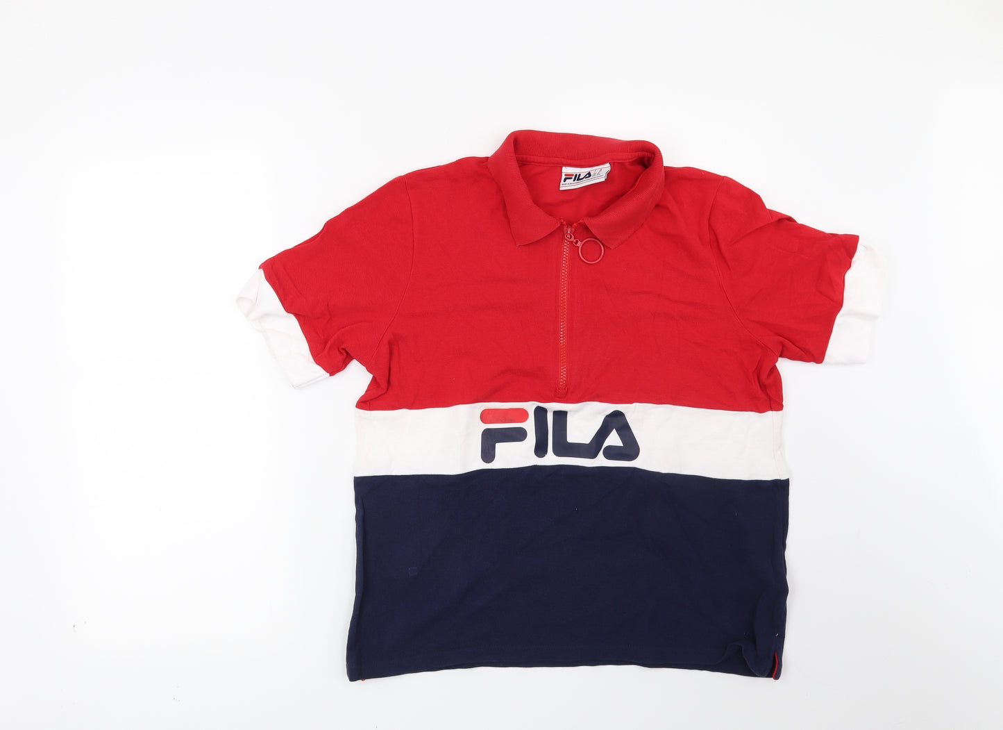 FILA Mens Red Striped   T-Shirt Size M
