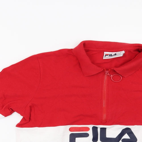 FILA Mens Red Striped   T-Shirt Size M