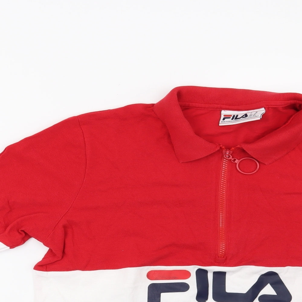 FILA Mens Red Striped   T-Shirt Size M
