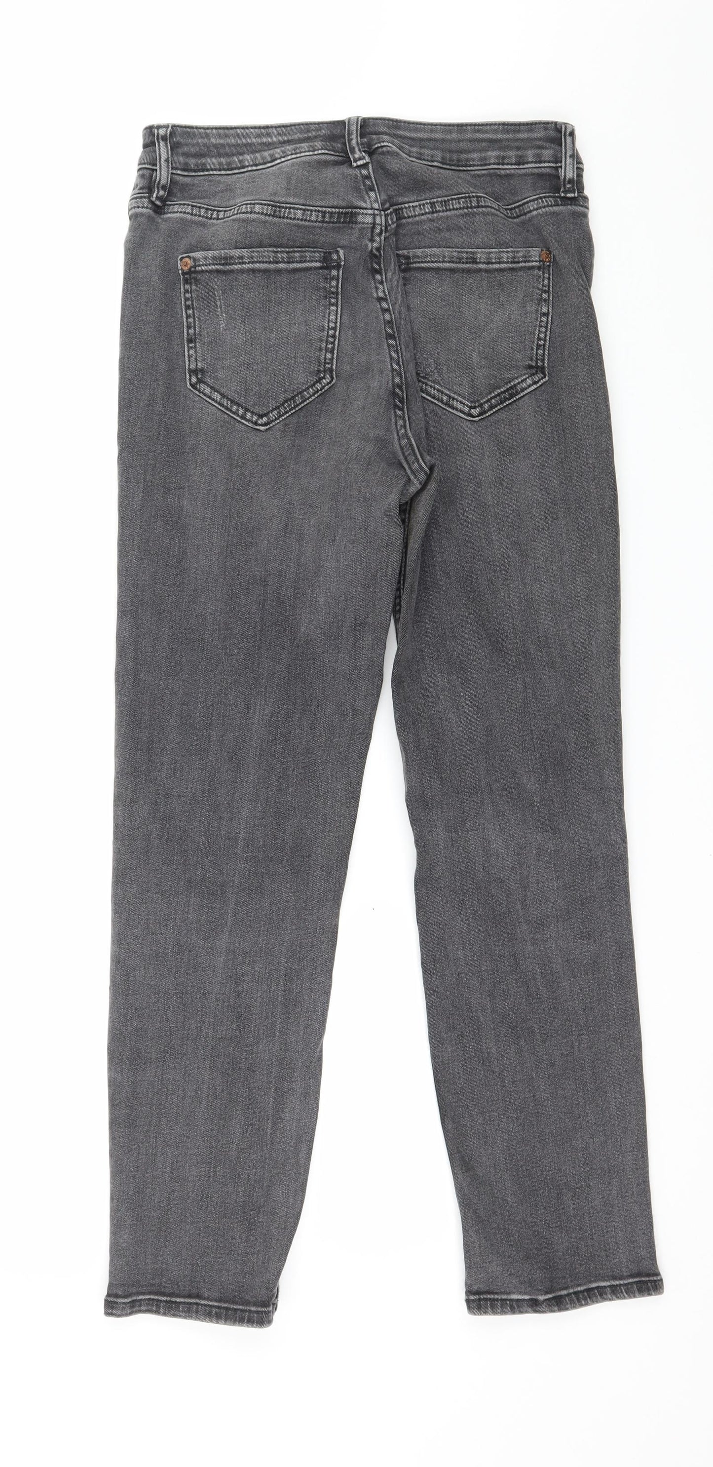 F&F Womens Grey  Denim Straight Jeans Size 8 L26 in