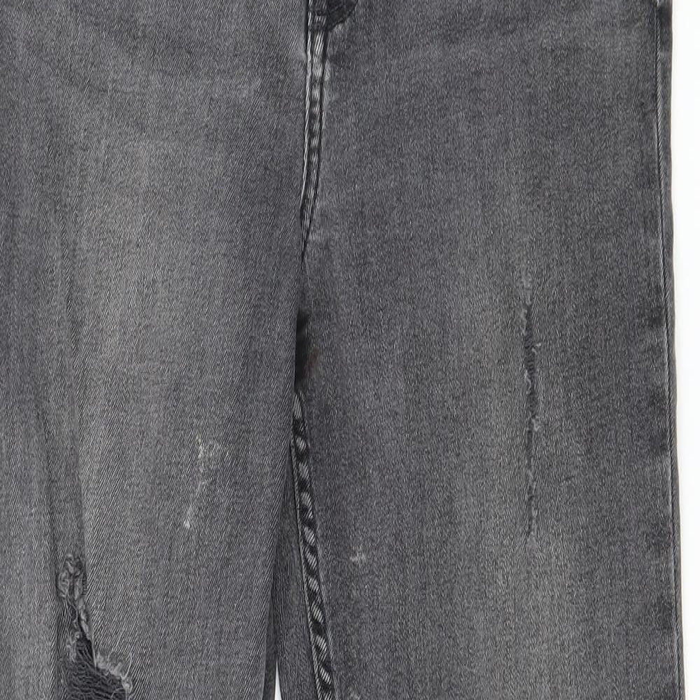 F&F Womens Grey  Denim Straight Jeans Size 8 L26 in