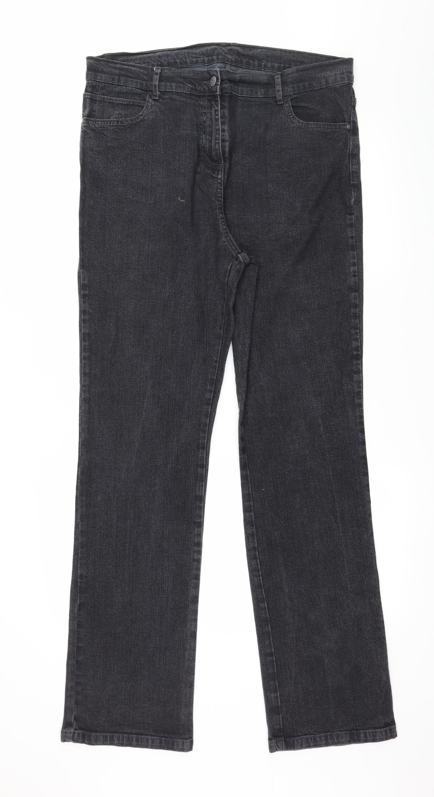 Marks and Spencer Womens Grey  Denim Straight Jeans Size 16 L31 in