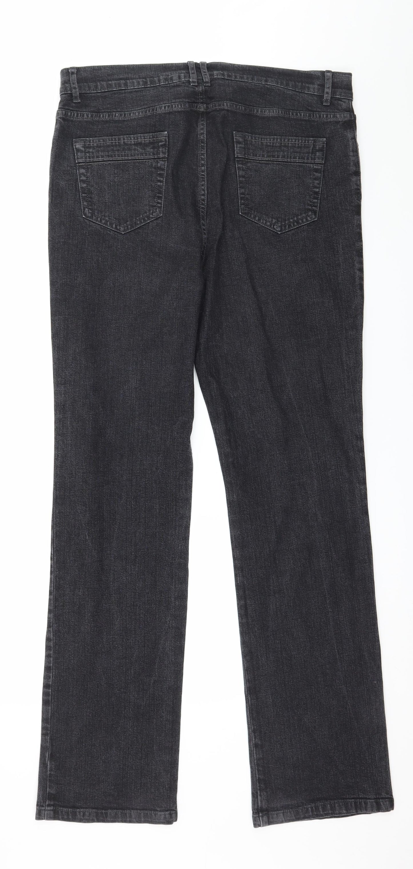 Marks and Spencer Womens Grey  Denim Straight Jeans Size 16 L31 in