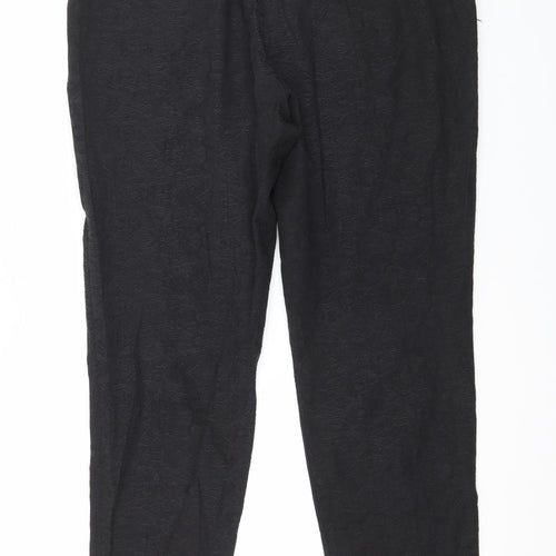F&F Womens Black Floral  Trousers  Size 14 L28 in