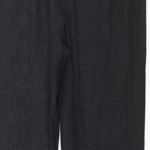 F&F Womens Black Floral  Trousers  Size 14 L28 in