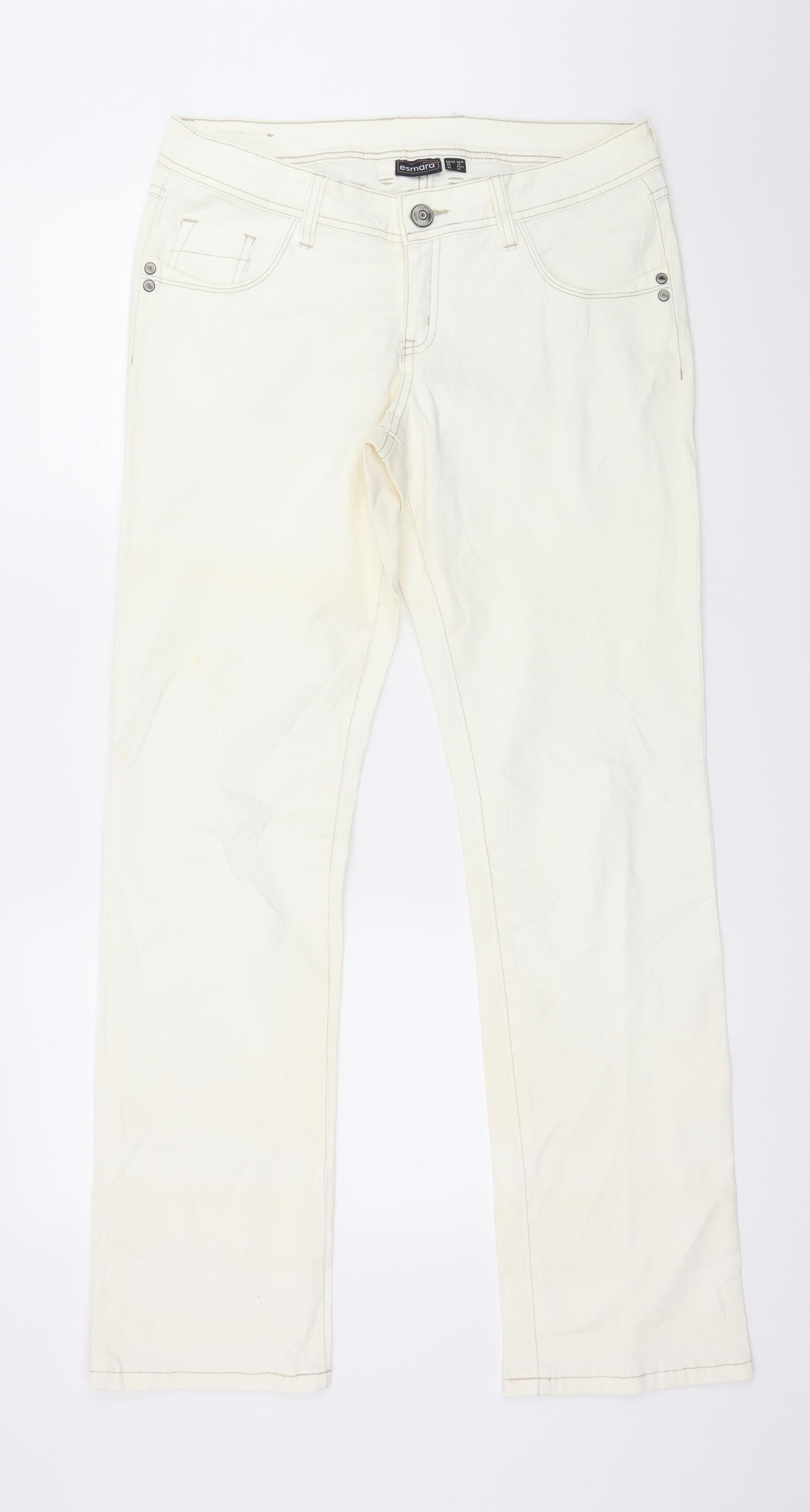 ESMARA Womens Ivory  Denim Bootcut Jeans Size 14 L31 in