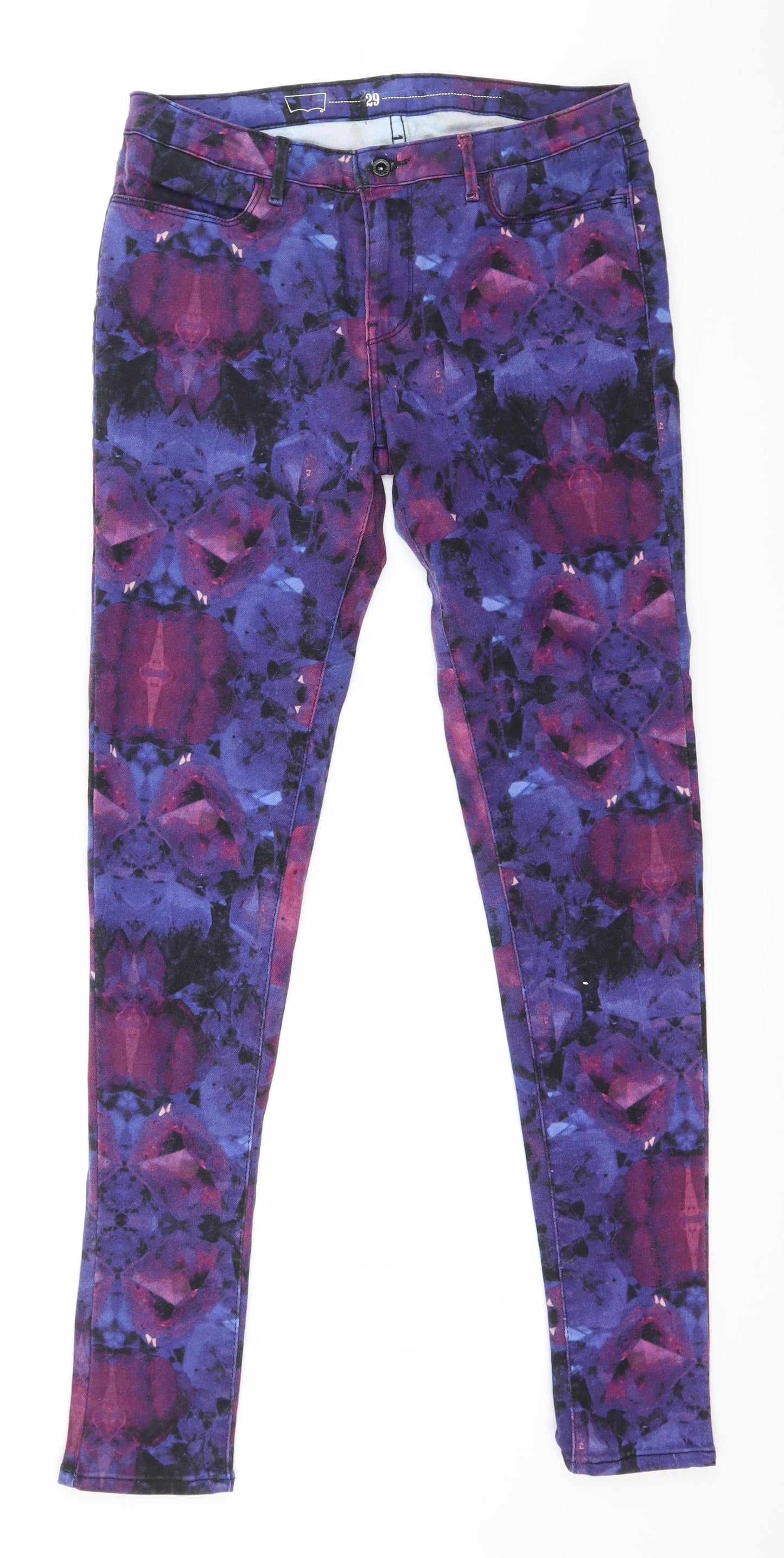 Levi's Womens Multicoloured Geometric Denim Skinny Jeans Size 29 in L30 in