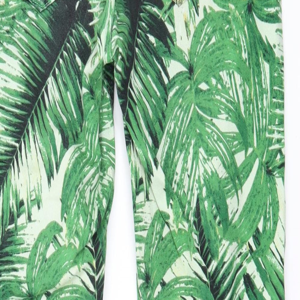 River Island Womens Green Geometric Denim Skinny Jeans Size 12 L27 in - Palm Leaves