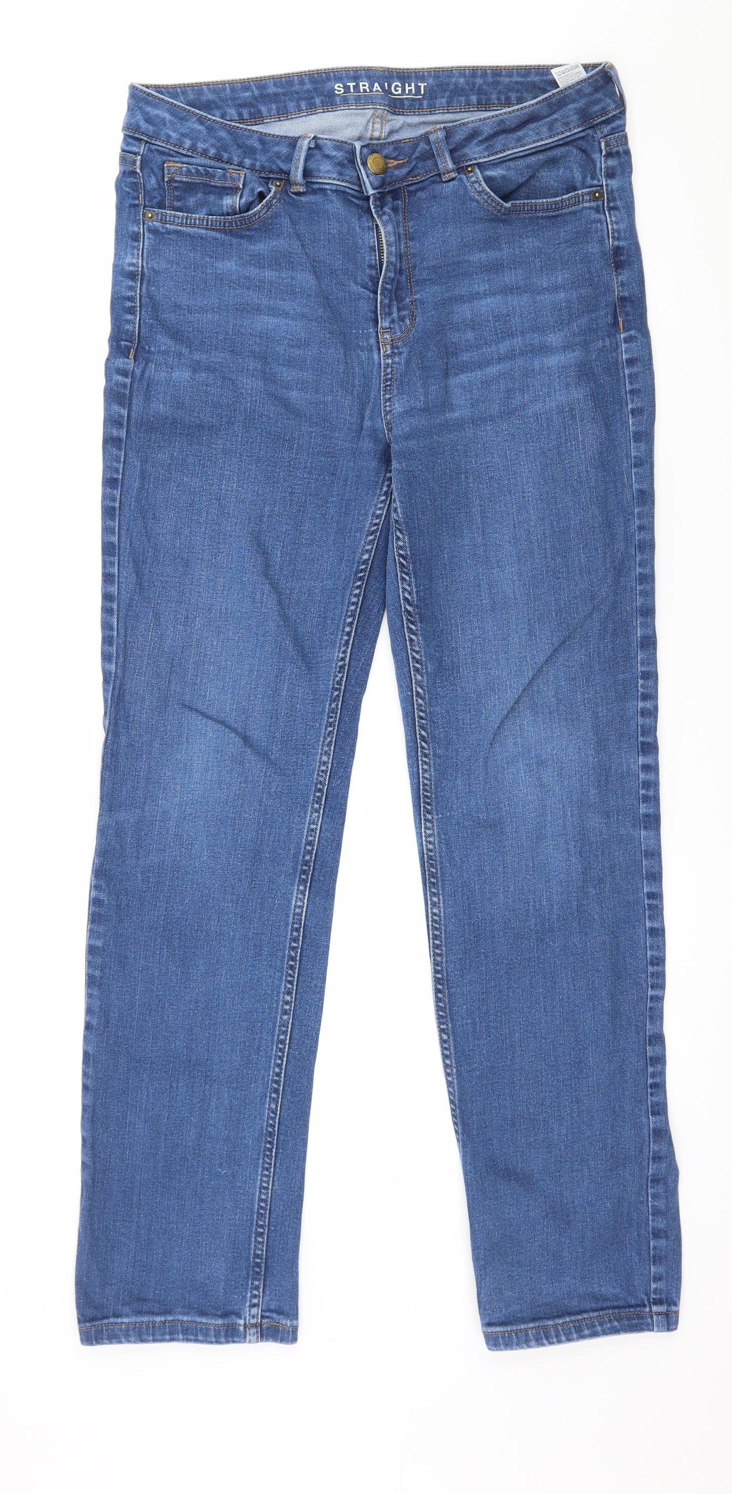 Marks and Spencer Womens Blue  Denim Straight Jeans Size 12 L29 in