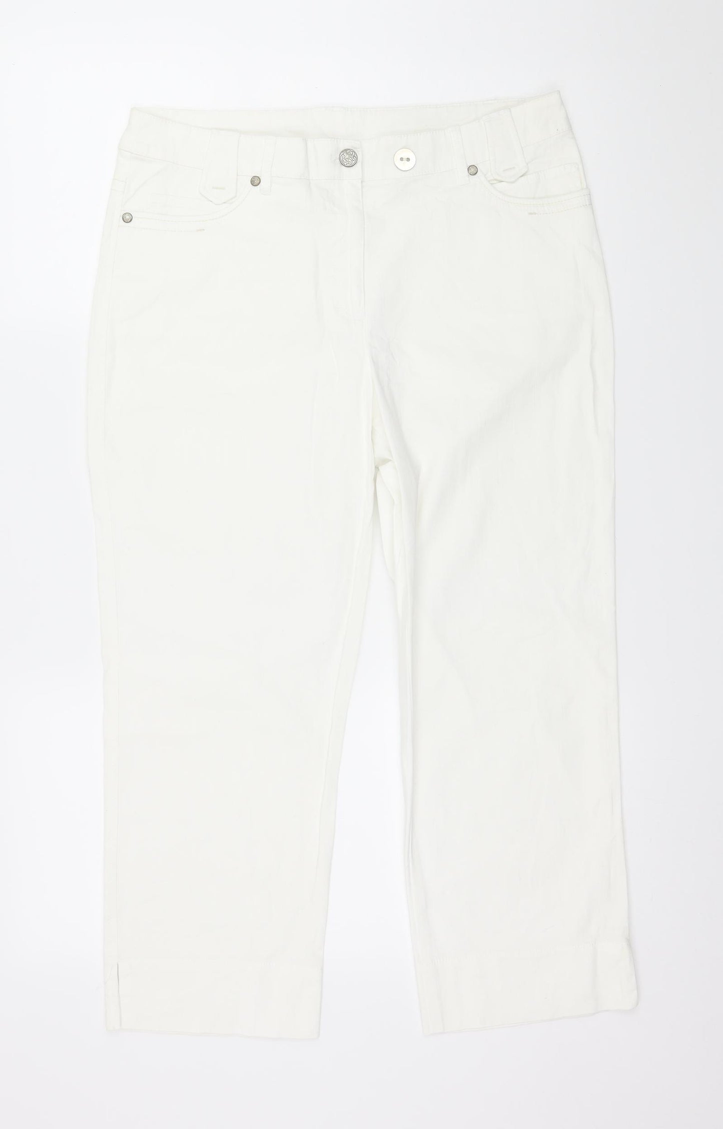 C&A Womens White  Denim Capri Jeans Size 14 L23 in