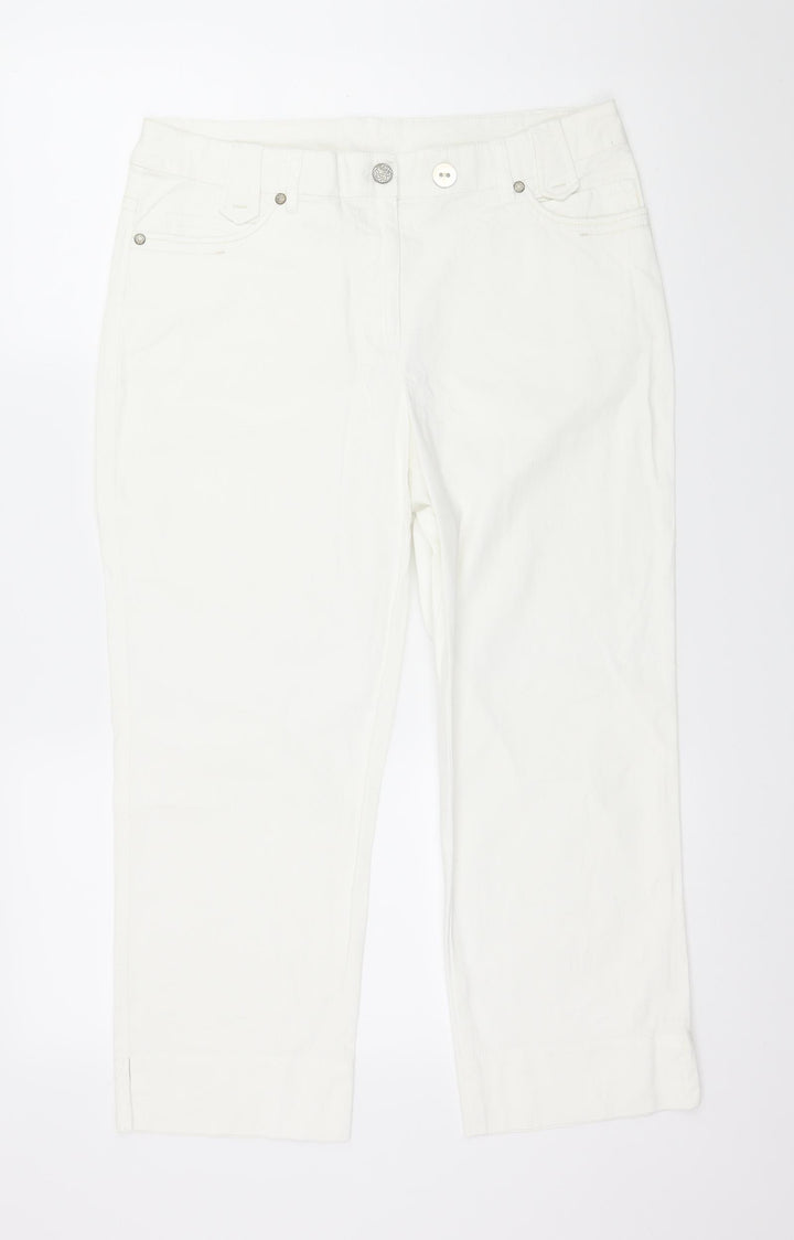 C&A Womens White  Denim Capri Jeans Size 14 L23 in