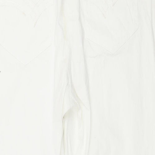 C&A Womens White  Denim Capri Jeans Size 14 L23 in