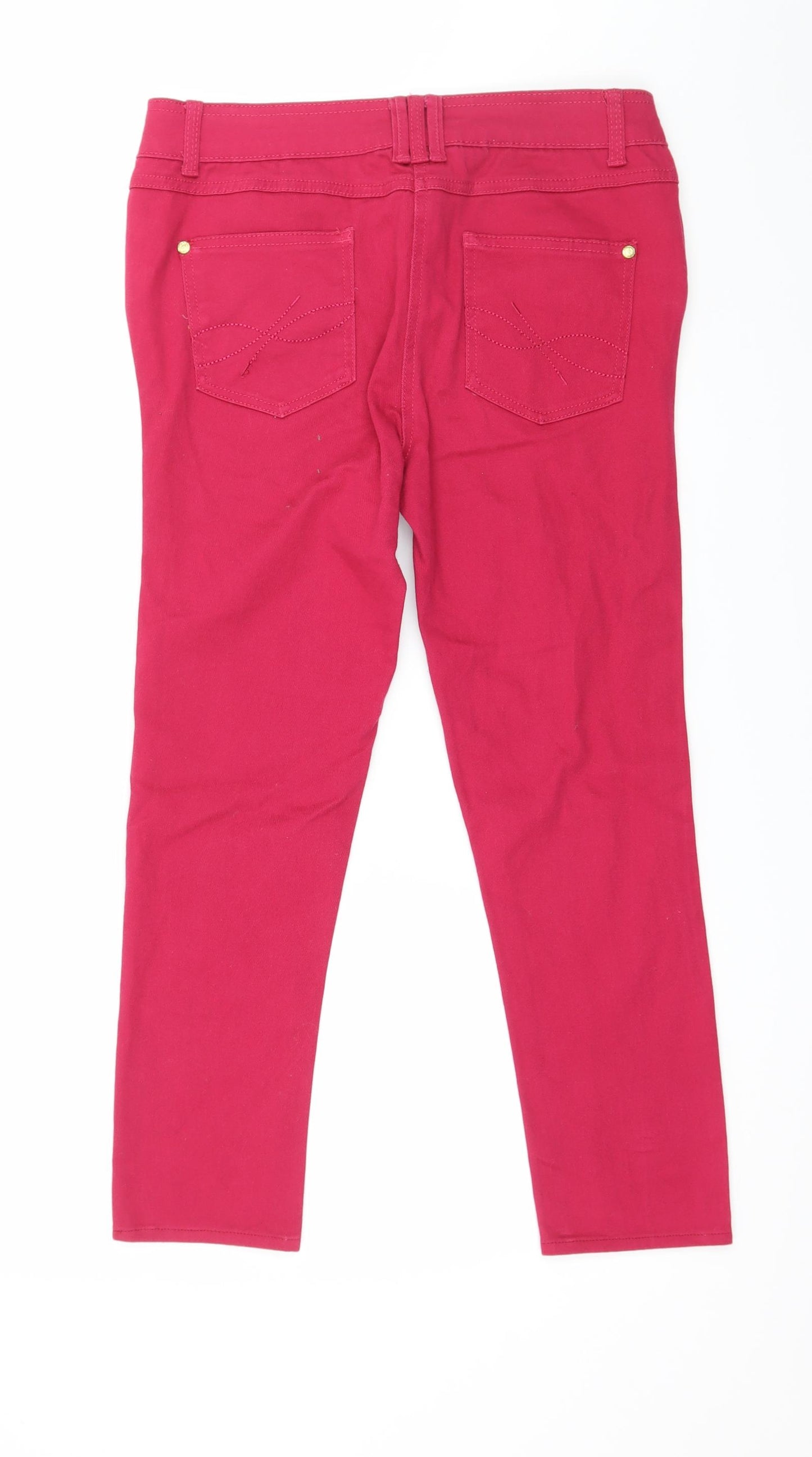 Denim & Co. Womens Pink  Denim Cropped Jeans Size 14 L24 in