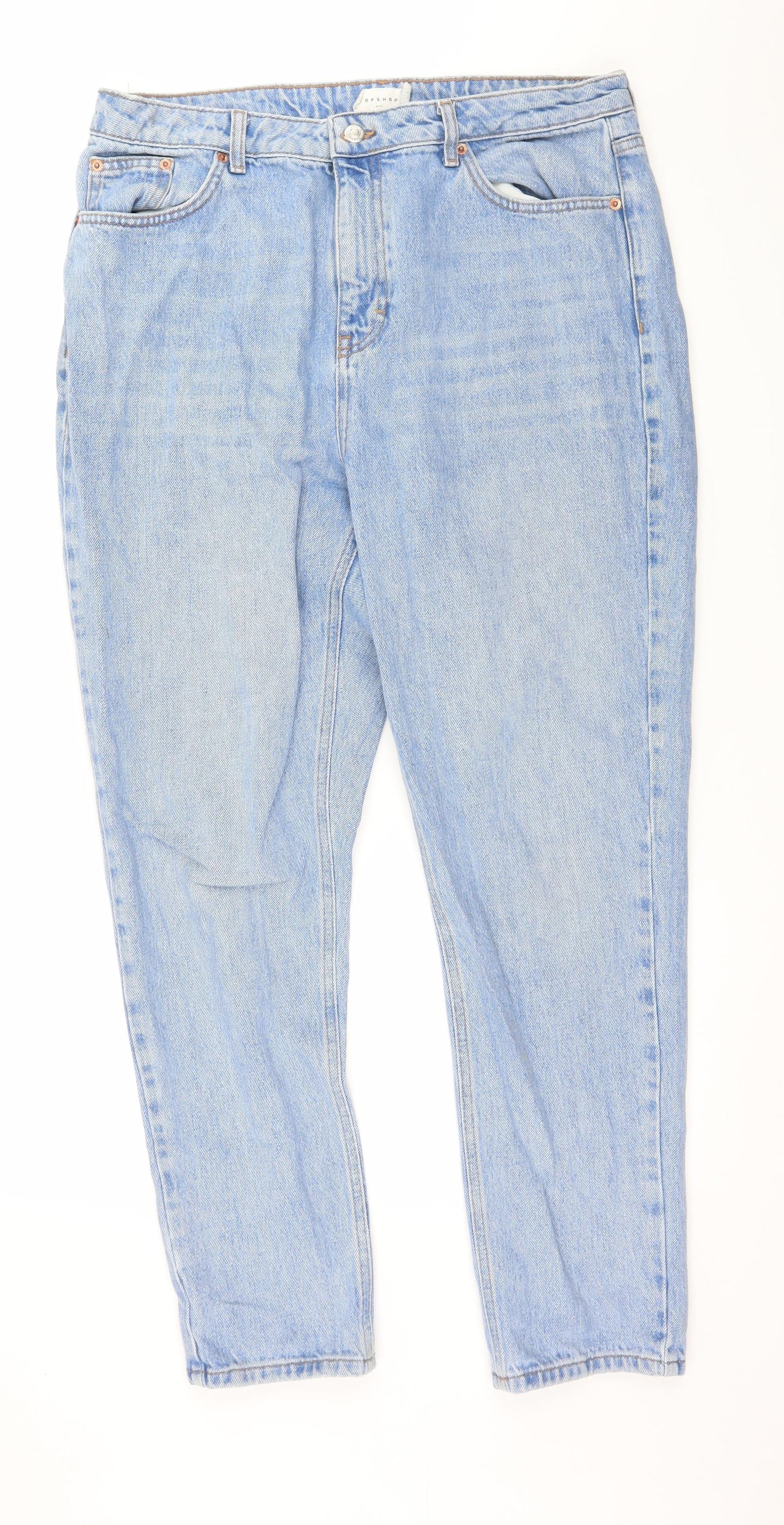Topshop Womens Blue  Denim Mom Jeans Size 34 in L32 in