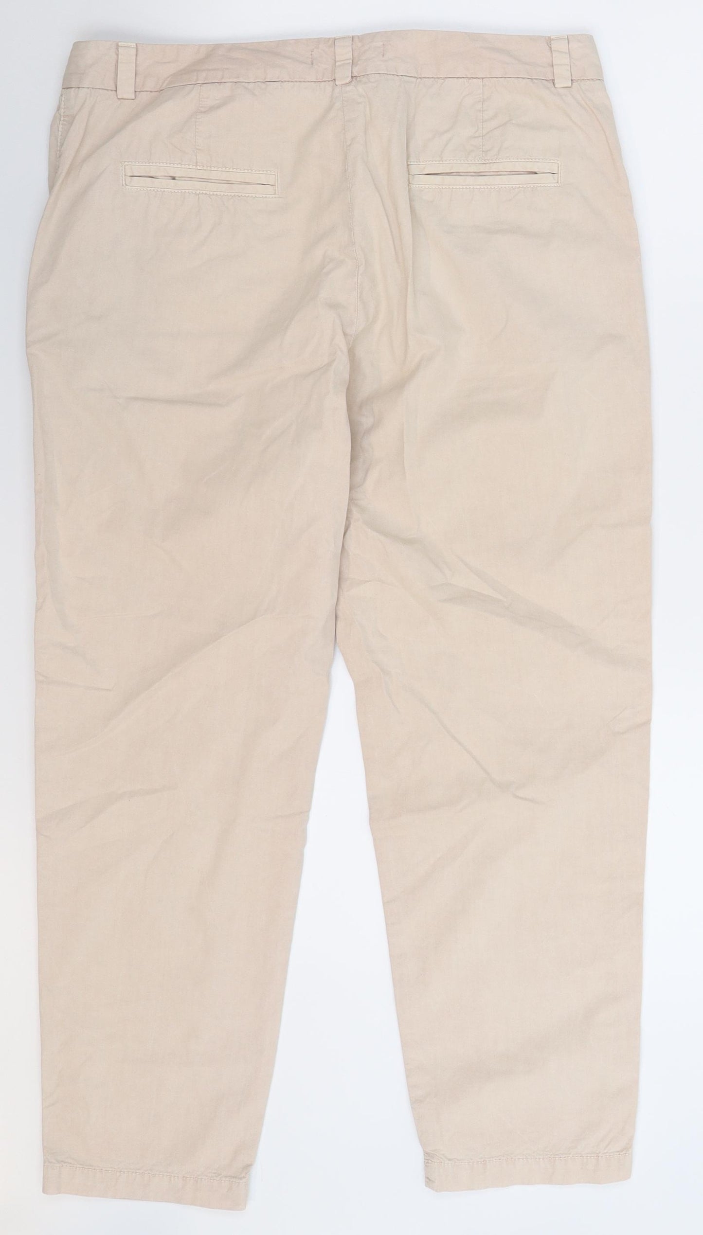 Marks and Spencer Womens Beige   Chino Trousers Size 14 L26 in