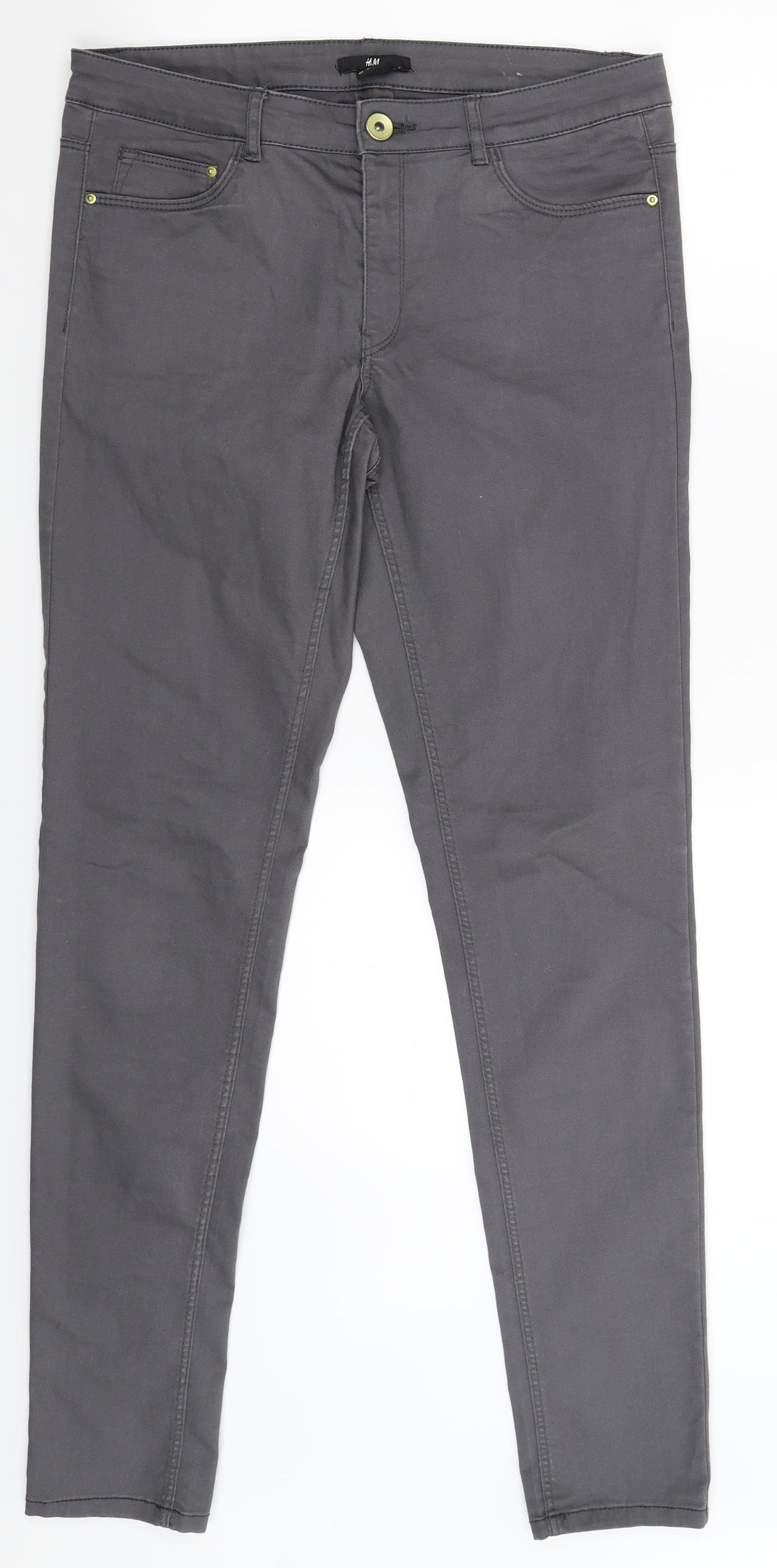 H&M Womens Grey  Denim Skinny Jeans Size 14 L31 in
