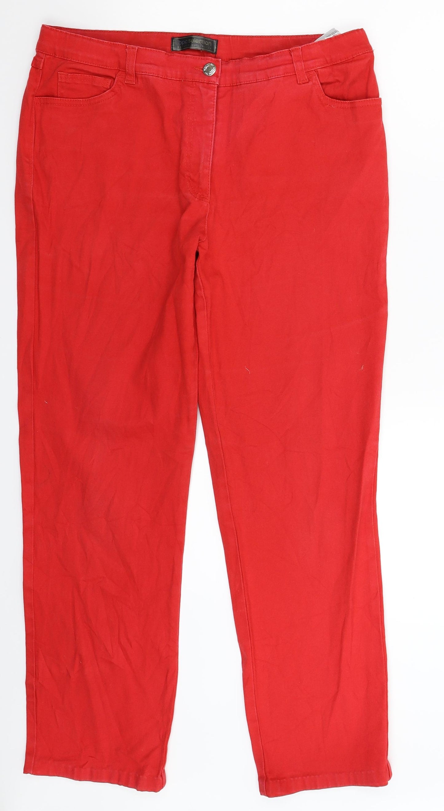 bonprix Womens Red  Denim Straight Jeans Size 32 in L29 in