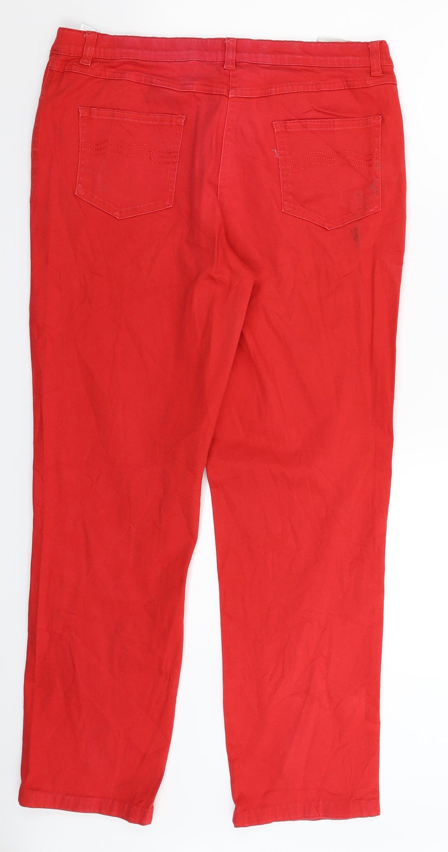 bonprix Womens Red  Denim Straight Jeans Size 32 in L29 in